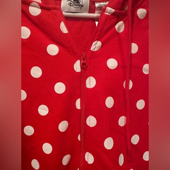 NWOT Disney Parks Minnie Mouse Red and White Polka Dot Full Zip Jacket Hoodie L - Picture 3 of 5